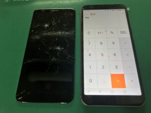 ZenFoneMax（M1）ZB555KLのフロントパネル交換完了後の写真